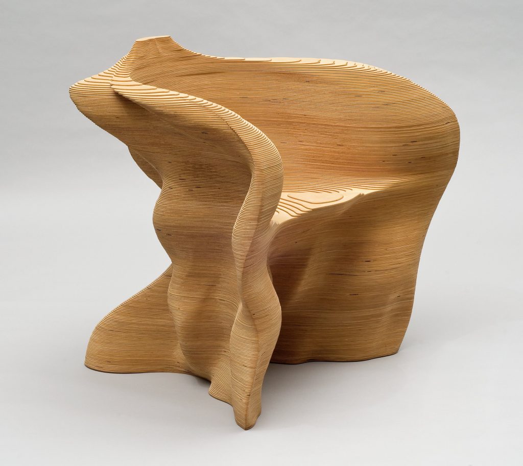 Mathias Bengtsson’s plywood Slice Armchair