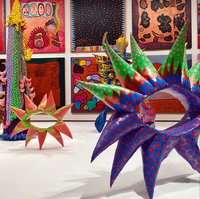 Kusama's Paintings and Sculptures.