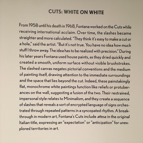 Cuts: White on white work description, lucio fontana