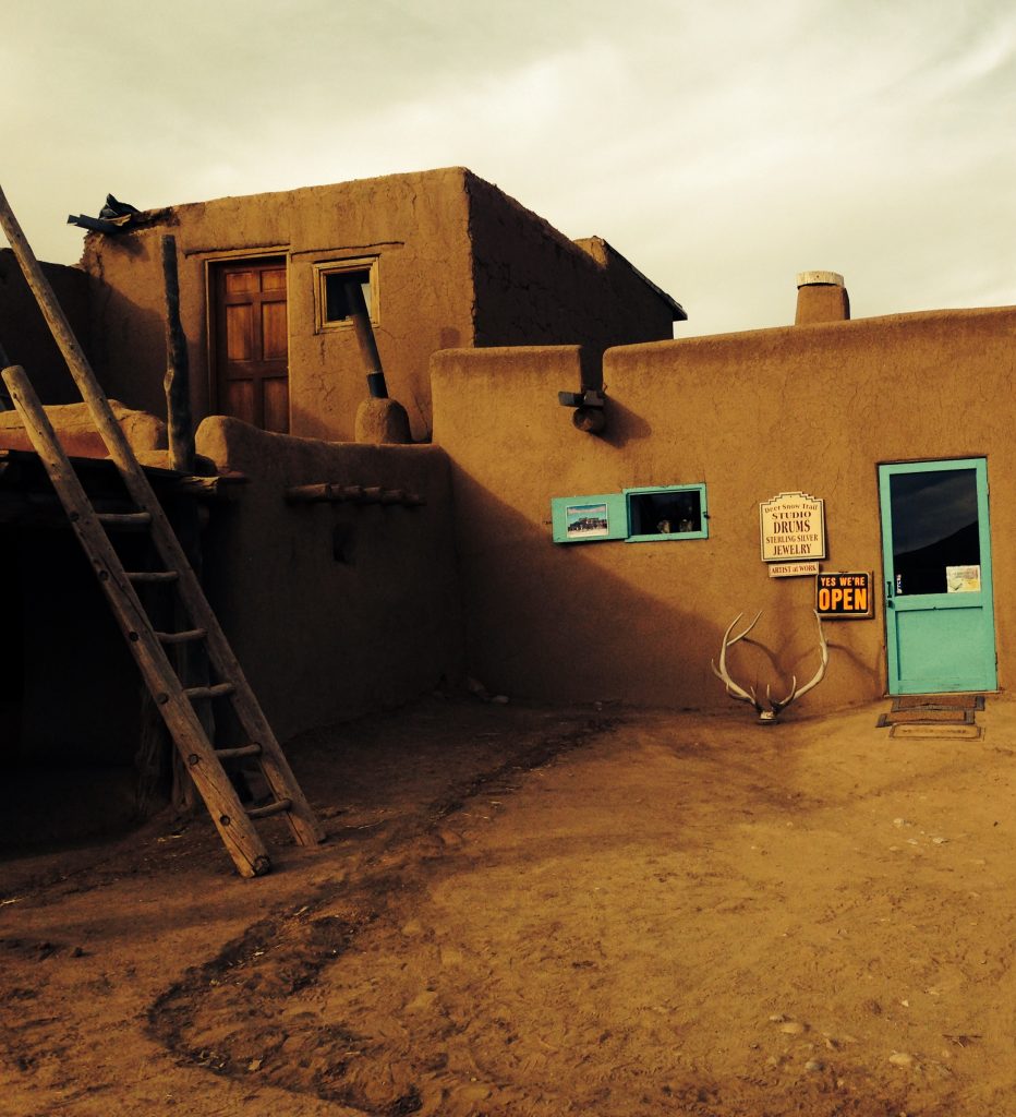 Teal against clay - Taos Pueblo