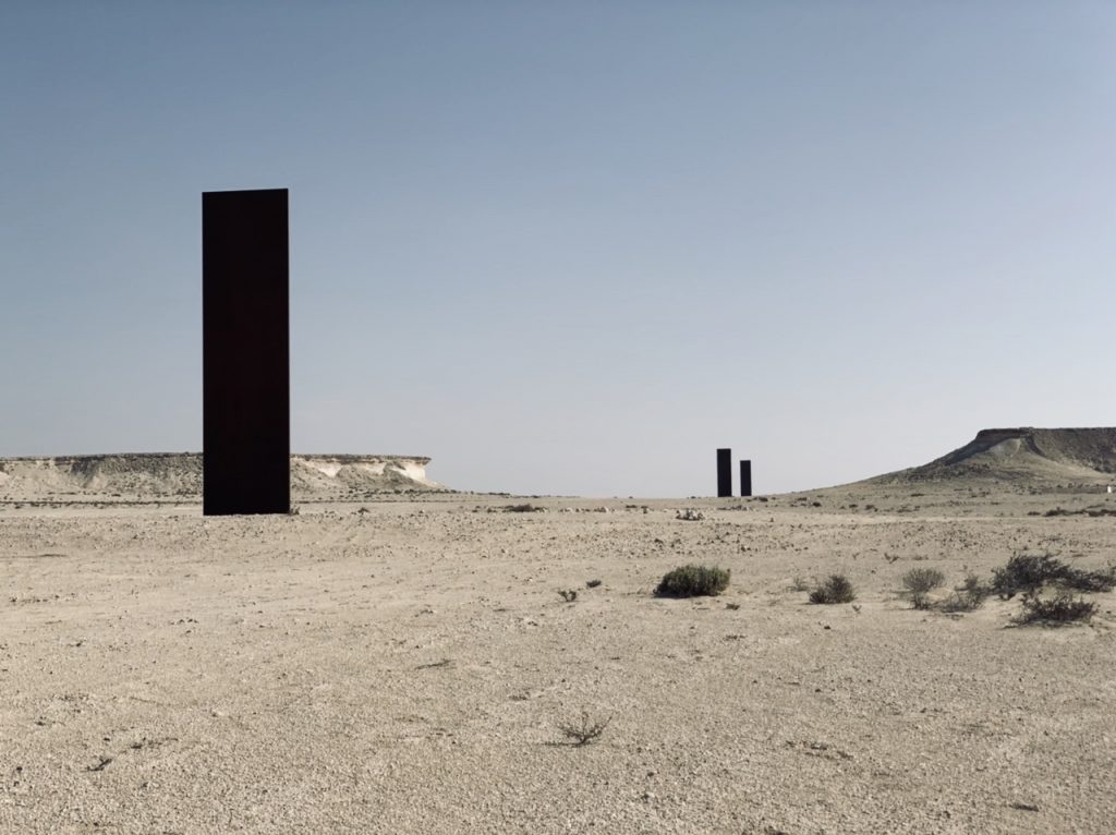 3 of the 4 steel sculptures by Richard Serra in the Qatari desert