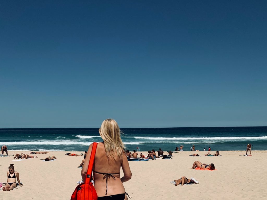 Enjoying beach and a white sand.