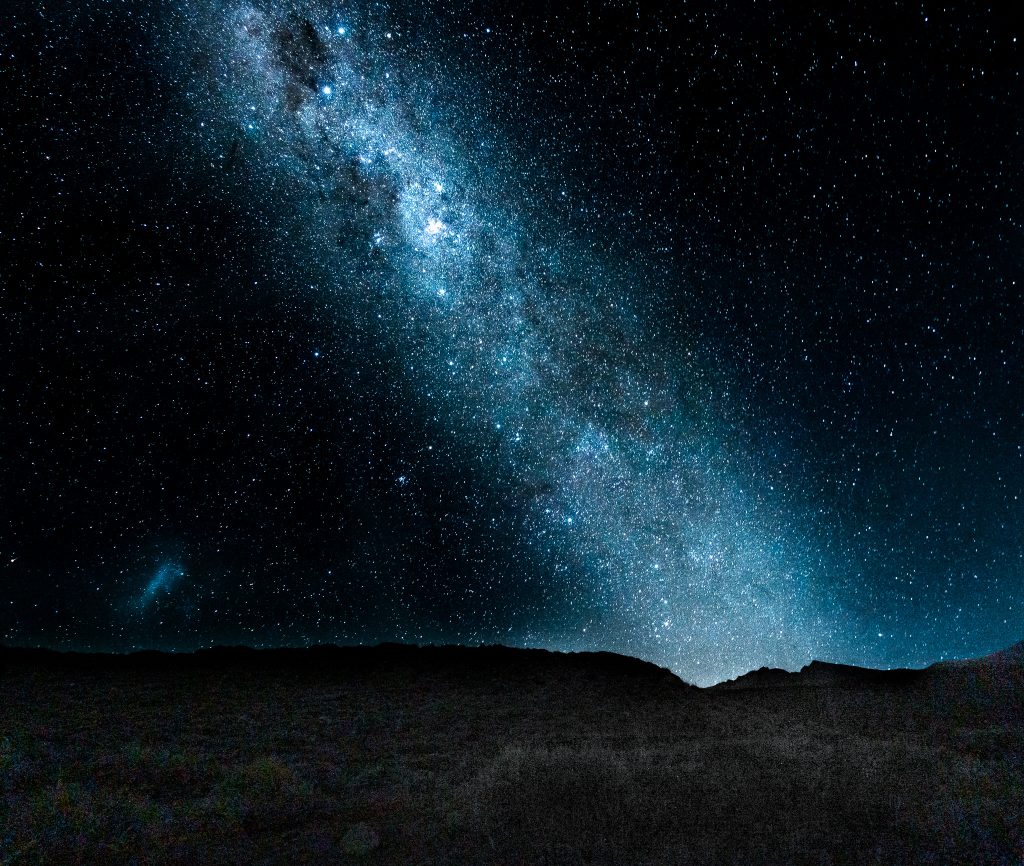 A long exposure star photo of the galaxy in the Andes Mountains