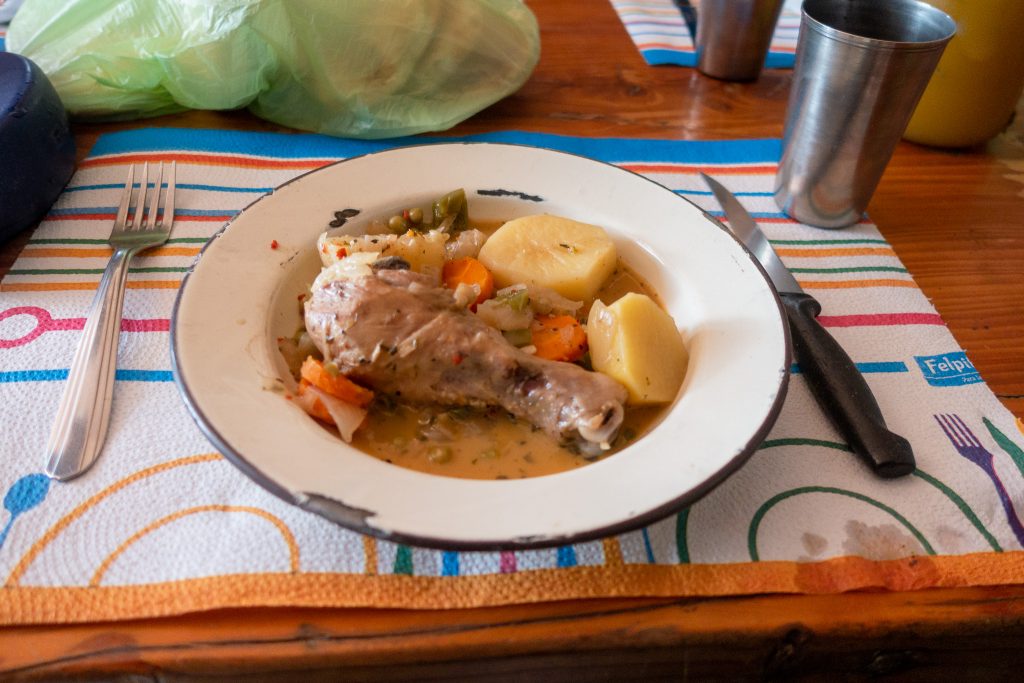 Standard trail dinner in the Andes