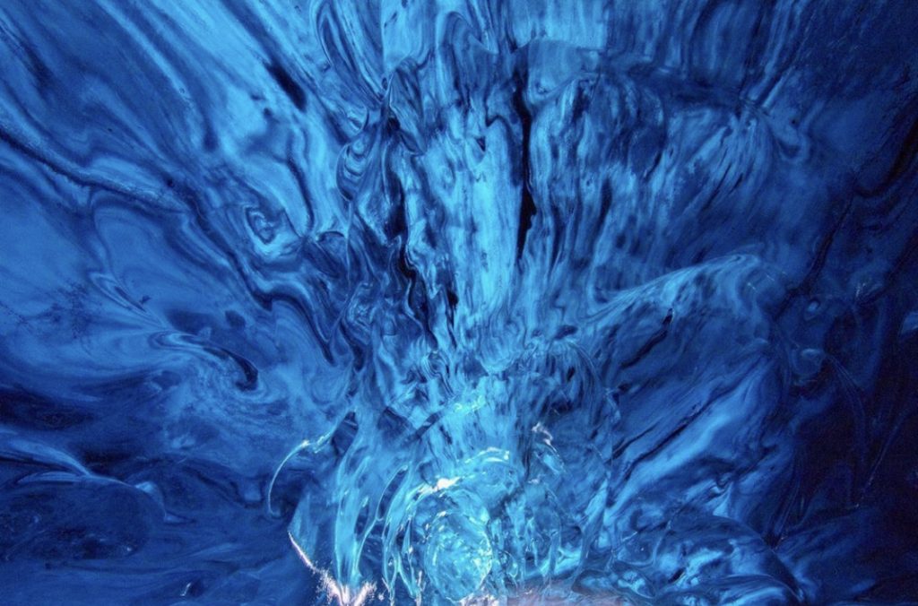 Swirls of blue ice detail in Iceland