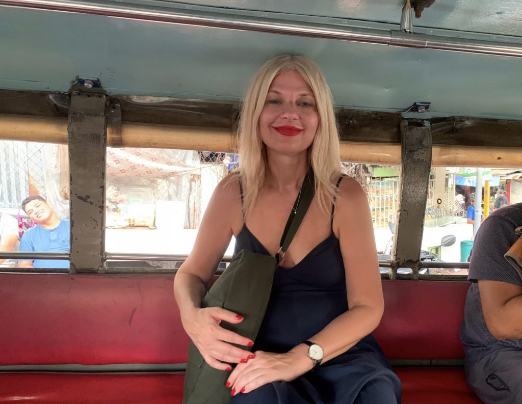 Tijana in a Jeepney in the Philippines