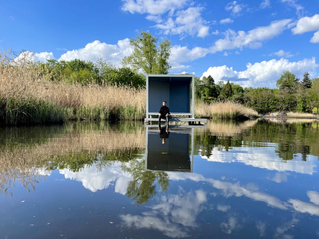 Sculptures in water at the Floating University Berlin.