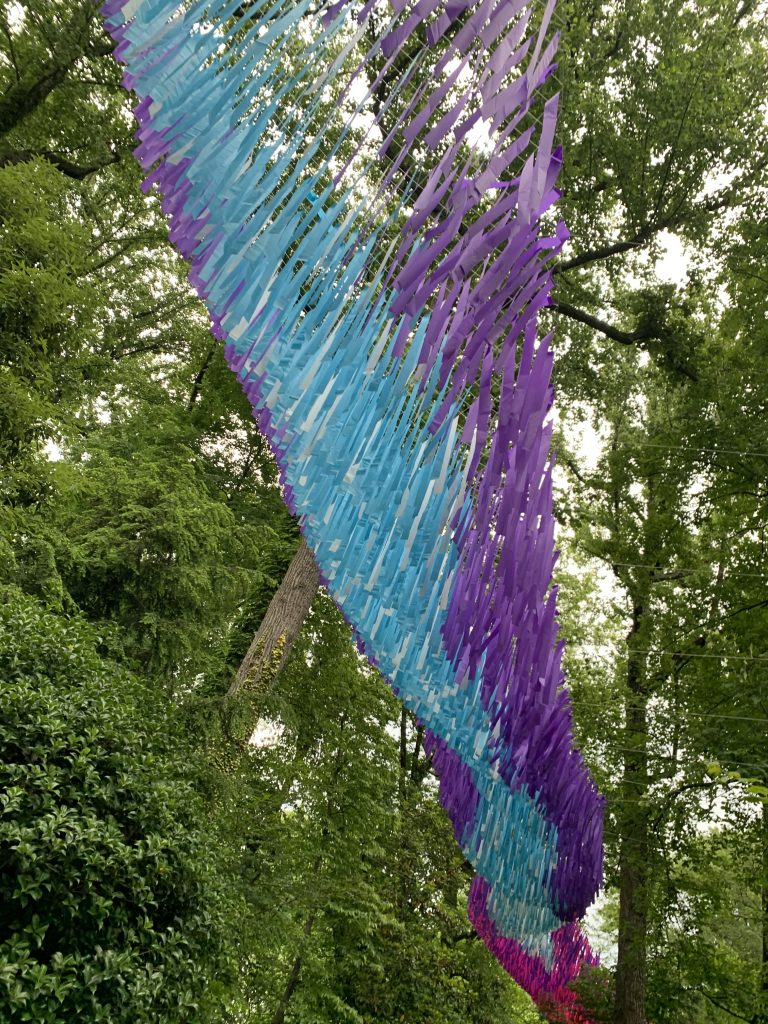 SUPERnatural: aerial art is suspended by a skynet between the trees at Atlanta Botanical Garden